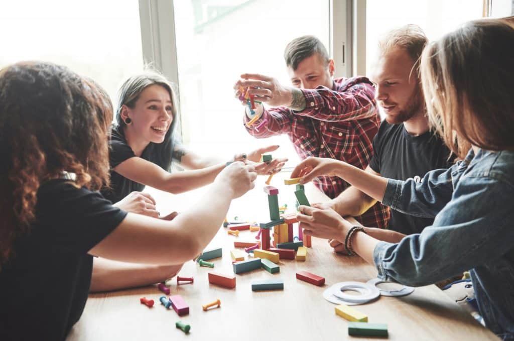 group of friends playing a game